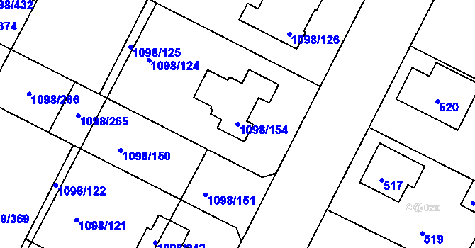 Parcela st. 1098/154 v KÚ Křimice, Katastrální mapa