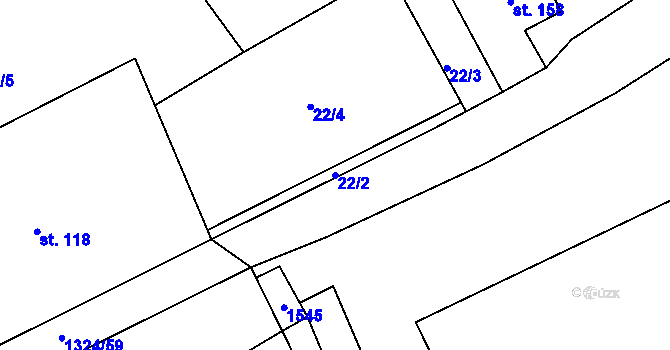 Parcela st. 22/2 v KÚ Přečkovice, Katastrální mapa