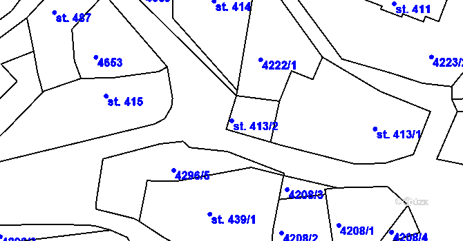 Parcela st. 413/2 v KÚ Týnec nad Sázavou, Katastrální mapa