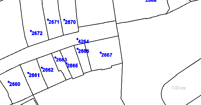 Parcela st. 2667 v KÚ Ústí nad Labem, Katastrální mapa